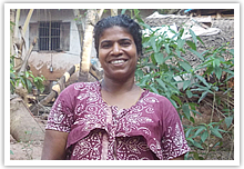 Sachi's wife Prasanna in the medicinal courtyard